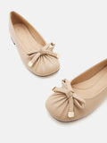 Clarissa Bow Accent Ruched Flats