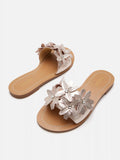 PAZZION, Aleena Floral Slides, Champagne