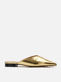 PAZZION, Allie Metallic Pointed Toe Mules, Gold