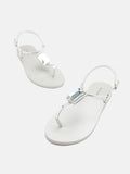 PAZZION, Annabel Diamante T-Bar Sandals, Silver