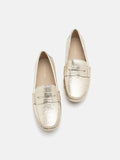 PAZZION, Ariana Metallic Penny Moccasins, Gold