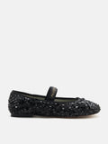 PAZZION, Ariya Sequinned Bow Mary Janes, Black