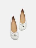 PAZZION, Atomic Heart & Pearl Charm Bow Flats, Beige