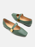 PAZZION, Aubrey Square Toe Mary Jane Flats, Green