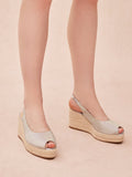 PAZZION, Aurelia Peep Toe Slingback Wedges, Grey