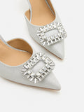 PAZZION, Ayra Diamante Embellished High Heels, Silver