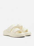 PAZZION, Caressa Double-Strap Slides, Beige