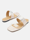 PAZZION, Carolina Crystal Embellished Slides, Almond