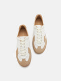 PAZZION, Caryn Lace Up Low Top Sneakers, Almond