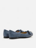 PAZZION, Cassie Denim Studded Bow Flats, Darkblue