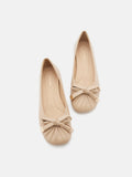 PAZZION, Clarissa Bow Accent Ruched Flats, Almond