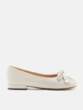 PAZZION, Clarissa Bow Accent Ruched Flats, Beige