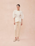 PAZZION, Clarissa Bow Accent Ruched Flats, Beige