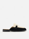 PAZZION, Corene Fur Top Suede Mules, Black