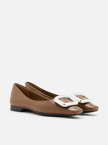 Daeva Silver Buckle Flats