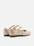 PAZZION, Demi Double Strapped Embellished Mary Janes, Gold