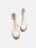 PAZZION, Edna Fur Ankle Boots, Beige