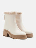 PAZZION, Edna Fur Ankle Boots, Beige