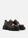 PAZZION, Edythe Chunky Lace-Up Loafers, Brown