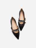 PAZZION, Elme Studded Buckle Pointed Toe Flats, Black