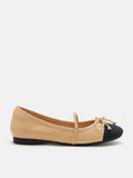 PAZZION, Emily Chained and Bow Mary Jane Ballet Flats, Almond