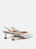 PAZZION, Esme Sequin Pointed Toe Slingback Heels, Grey