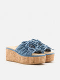 Ferlyn Denim Double Tied Wedge Sandals