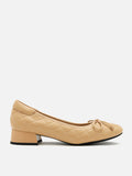 PAZZION, Francesca Bow Ballerina Heels, Almond