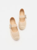 PAZZION, Gemma Diamante Buckle Espadrille Flats, Almond