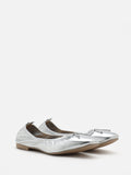 PAZZION, Gia Bow Square Toe Flats, Silver