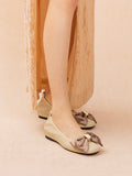 PAZZION, Hana Silk Bow Flats, Beige