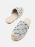 PAZZION, Jaylen Embellished Espadrille Mules, Silver