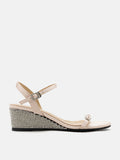 PAZZION, Juniper Crystal Embellished Wedges, Champagne