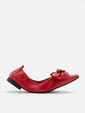 PAZZION, Layla Gold Buckled Bow Foldable Flats, Red