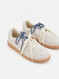 PAZZION, Maeve Double Laced Suede Sneakers, Beige