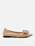 PAZZION, Melva Bow Pointed Toe Flats, Almond