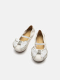 PAZZION, Mini Brea Crystal Bow Mary Jane Ballerinas, Beige