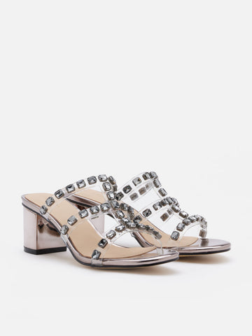 Miuccia Diamante Embellished Block Heel Sandals