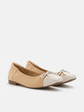 PAZZION, Nadia Two-Tone Bow Flats, Almond