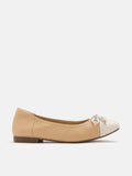 PAZZION, Nadia Two-Tone Bow Flats, Almond