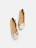 PAZZION, Nadia Two-Tone Bow Flats, Almond