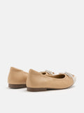 PAZZION, Nadia Two-Tone Bow Flats, Almond