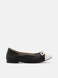 PAZZION, Nadia Two-Tone Bow Flats, Black