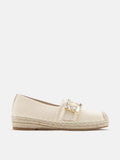 PAZZION, Nancy Crystal Embellished Buckle Espadrilles, Beige