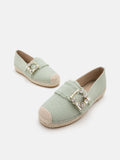 PAZZION, Nancy Crystal Embellished Buckle Espadrilles, Green