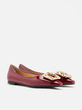 PAZZION, Narelle Gold Buckled Flats, Wine