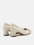 PAZZION, Penelope Elegant Buckle Block Heels, Beige