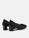 PAZZION, Penelope Elegant Buckle Block Heels, Black