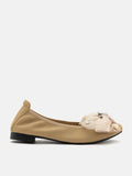 PAZZION, Phoebe Embellished Double Bowknot Flats, Almond