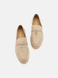 PAZZION, Phoenix Knot Detail Suede Loafers, Almond